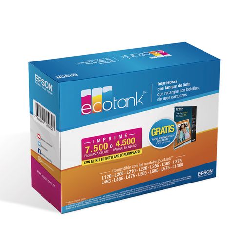 Pack Botellas de tinta x4 + papel Epson 664
