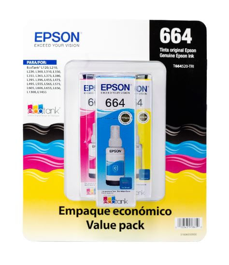 Pack Botellas de tinta x3 Epson T664